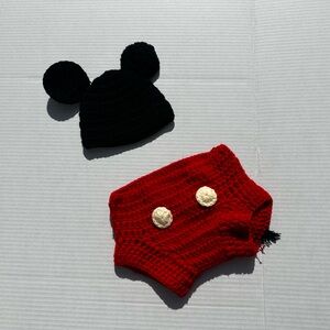Mickey Mouse Red and Black Crochet Baby Set